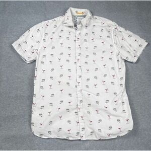 Denim & Flower Ricky Singh Button Down Shirt Flamingos Tropical Slim Fit LARGE